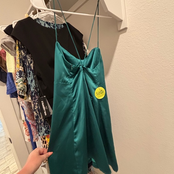 NWT Elegant Teal Spaghetti Strap Dress - Picture 3 of 3